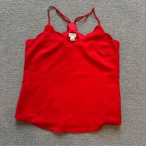 J. Crew Red Scalloped Camisole